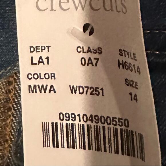 J Crew Crewcuts Skinny Stretch Blue Denim Overalls H6614 NWT New Size 14 Girls - Picture 6 of 14